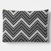 グレーと黒のスケッチのシェブロン アクセサリーポーチ (正面)