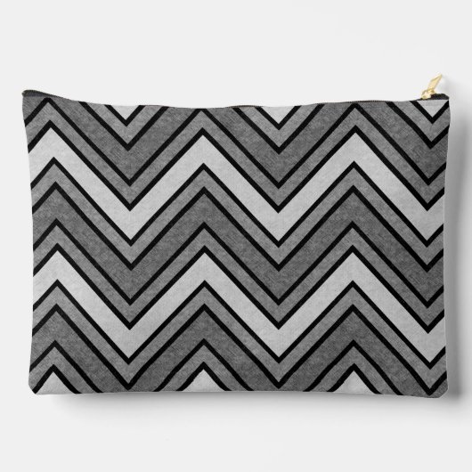 グレーと黒のスケッチのシェブロン アクセサリーポーチ (裏面)