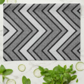 グレーと黒のスケッチのシェブロン キッチンタオル (折り畳み)