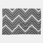 グレーと黒のスケッチのシェブロン キッチンタオル (横)