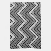 グレーと黒のスケッチのシェブロン キッチンタオル (縦)