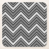 グレーと黒のスケッチのシェブロン スクエアペーパーコースター (正面)