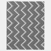 グレーと黒のスケッチのシェブロン フリースブランケット (正面)