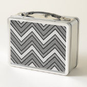 グレーと黒のスケッチのシェブロン メタルランチボックス (裏面)