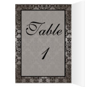 グレーと黒のダマスクのテーブル番号カード (内側 (左))