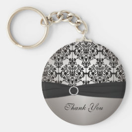 グレーと黒のダマスクキーチェーン キーホルダー
