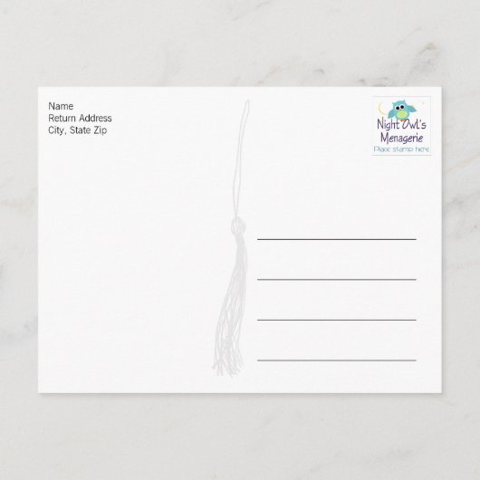 グレーと黒の卒業ありがとう写真はがき ポストカード (裏面)