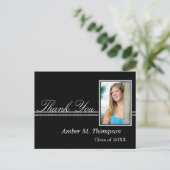 グレーと黒の卒業ありがとう写真はがき ポストカード (スタンド正面)