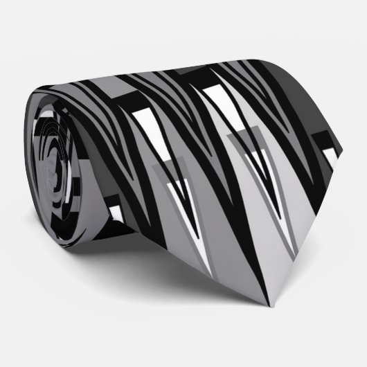 グレーと黒の幾何三角形デザイン、 ネクタイ (ロール)