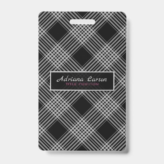 グレーと黒の格子縞 バッジ (Front)