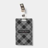 グレーと黒の格子縞 バッジ (Back with Clip)