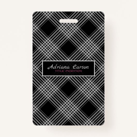 グレーと黒の格子縞 バッジ (正面)