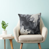 グレーと黒の水色抽象芸術 クッション (椅子)