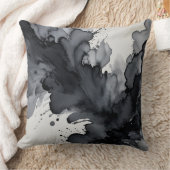 グレーと黒の水色抽象芸術 クッション (ブランケット)