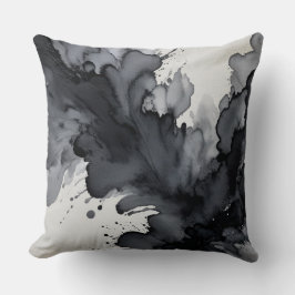 グレーと黒の水色抽象芸術 クッション