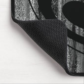 グレーと黒の背景を持つ大きな黒いハート マウスパッド (コーナー)