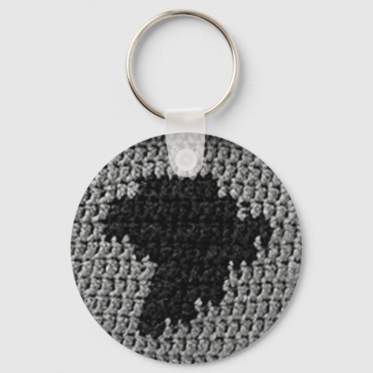 グレーと黒アフリカの地図クロシェユニークトプリントオン キーホルダー (正面)