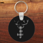 グレーと黒バッファローのプレイドフランネルクリスマスディー キーホルダー (正面)