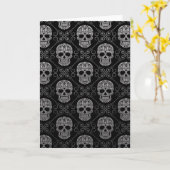 グレーと黒糖スカルパターン カード (黄色い花)