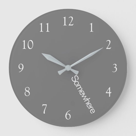 グレーどこかで5時大きな時計 ラージ壁時計 (正面)