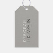 グレーに名前を付けモダンる ギフトタグ (正面)