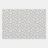 グレーに小さな花 ラッピングペーパーシート (正面)