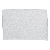 グレーに白淡い色の色 |リノプリント星模様 枕カバー (正面左)