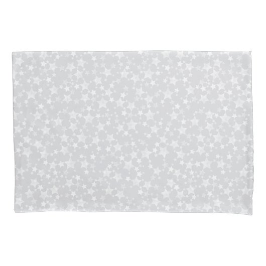 グレーに白淡い色の色 |リノプリント星模様 枕カバー (正面左)