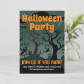 グレーのお化けが出る墓地のハロウィンパーティー 招待状 (スタンド正面)