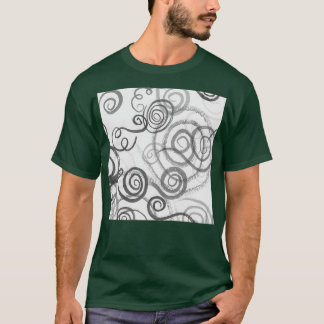 グレーのお洒落モノクロオーガニックライン曲線ワット Tシャツ
