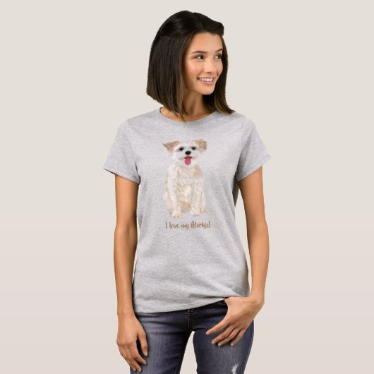 グレーのかわいいモーキーのレディースTシャツ Tシャツ (正面フル)
