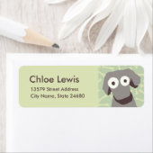 グレーのかわいい犬 ラベル (インサイチュ)