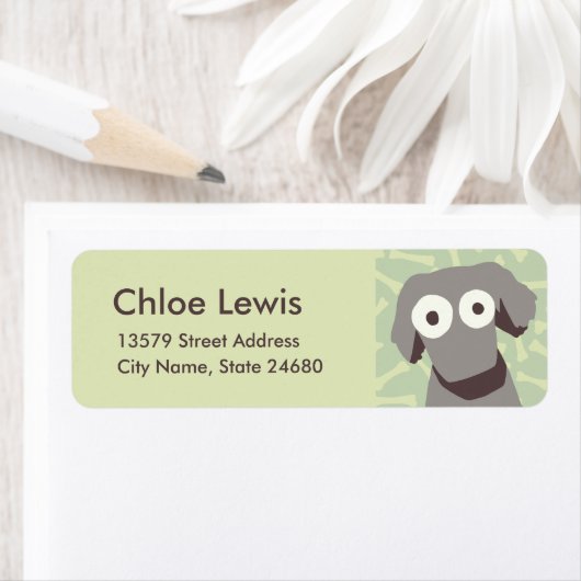 グレーのかわいい犬 ラベル (インサイチュ)