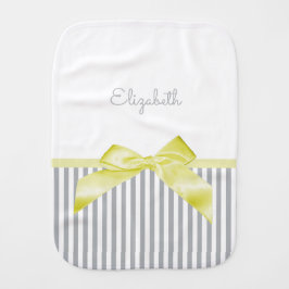グレーのと名ガーリー前がストライプかわいい黄色い弓 バープクロス
