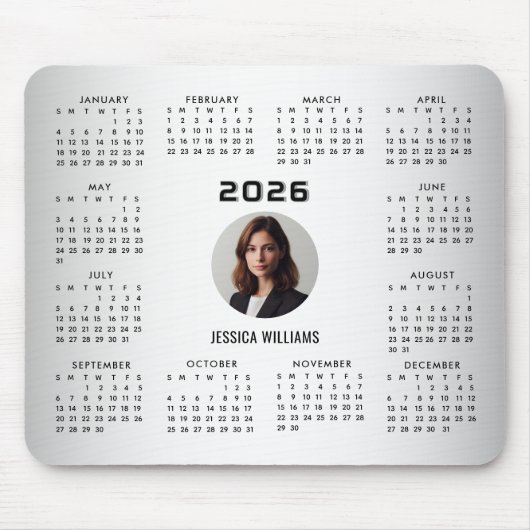 グレーのぼやけ背景カスタム写真2026カレンダー マウスパッド (正面)