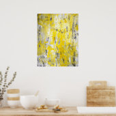 グレーのまわりにと黄色の抽象芸術アート ポスター (キッチン)