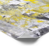 グレーのまわりにと黄色の抽象芸術アート ポスター (角)