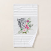 グレーのを持つ美しいヒョウストライプヘッド バスタオルセット (ハンドタオル)