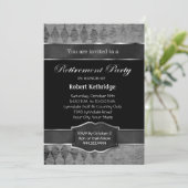 グレーのアーガイル クラシック リタイアメント パーティー 招待状 (スタンド正面)