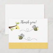 グレーのイエロービー 感謝カード 招待状 (正面/裏面)