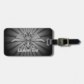 グレーのイーグル2頭の荷物タグ付き ラゲッジタグ (正面横)