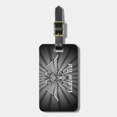 グレーのイーグル2頭の荷物タグ付き ラゲッジタグ (正面縦)