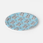 グレーのイースターバニー男子 名前 青 ペーパープレート (アングル)