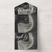 グレーのエレガントなカリグラフィー結婚式 オールインワン招待状 (内側)