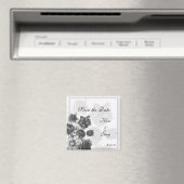 グレーのエレガントな花 ウェディング フェイバー マグネット (インサイチュ (食洗機))