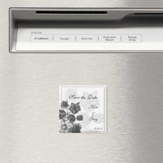 グレーのエレガントな花 ウェディング フェイバー マグネット (インサイチュ (食洗機))