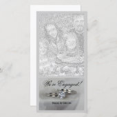 グレーのエンゲージメント発表での結婚指輪 案内状 (正面/裏面)