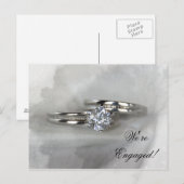 グレーのエンゲージメント発表の結婚指輪 案内ポストカード (正面/裏面)