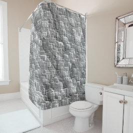 グレーのエンボスの正方形の極端な重ね合わせ シャワーカーテン