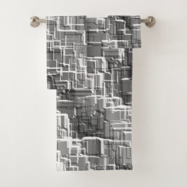 グレーのエンボスの正方形の極端な重ね合わせ バスタオルセット